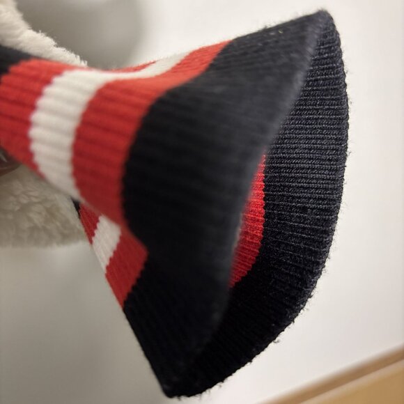 Evereve White Varsity Teddy Knit Pullover With Striped Red and Black Trim Size L - Picture 9 of 11